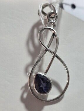 Sterling Silver Teardrop Pendant with Deep Iolite Stone